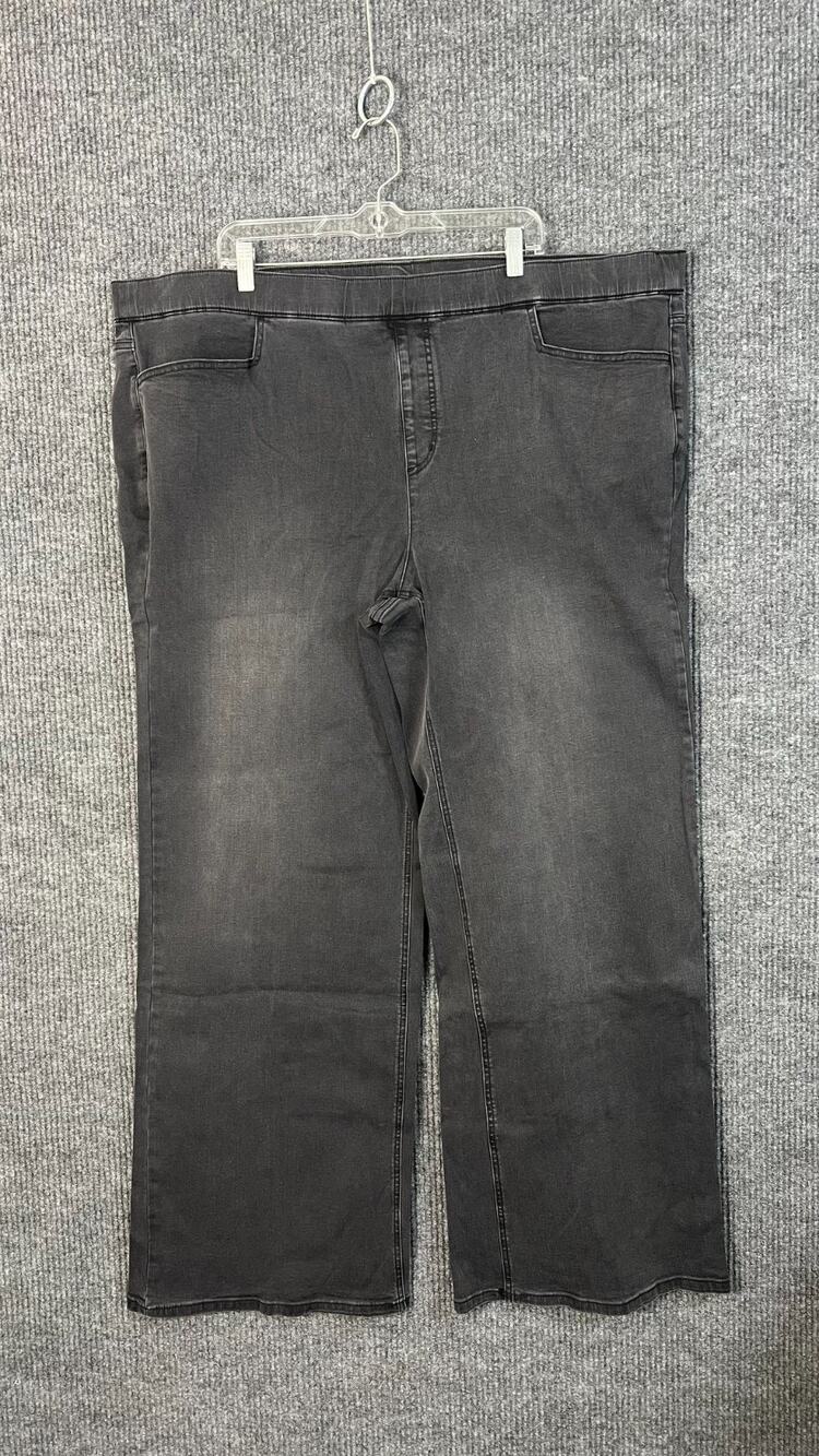 Isaac Mizrahi Trouser Jeans Womens Plus 26W Tall Black Wide Leg Pull On Hi Rise